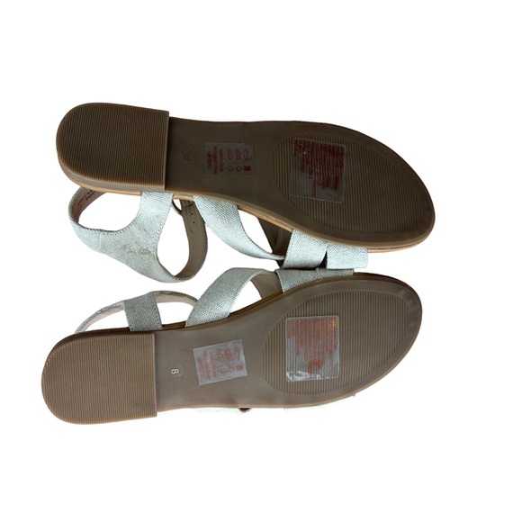 Joe Fresh Beige Cross Strap Fabric Ankle Buckle Flat Sandals - Picture 5 of 6